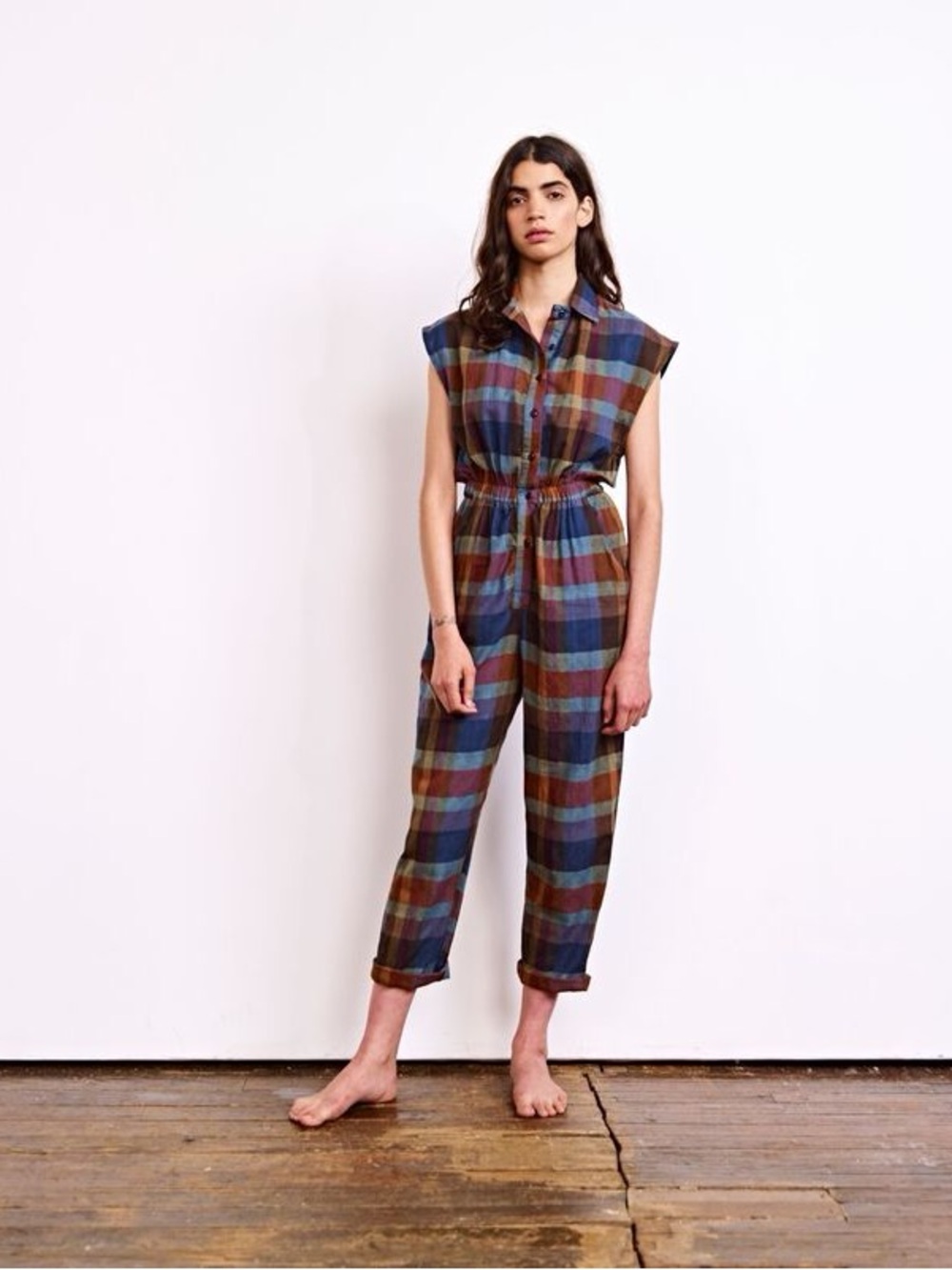 Ace & Jig Heights Sleeveless collared Jumpsuit in Nymph plaid - Medium -EUC